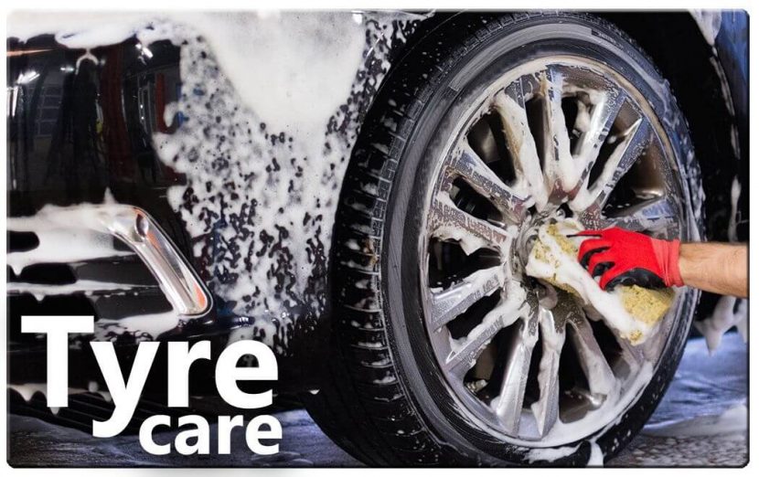 car wheels being washed