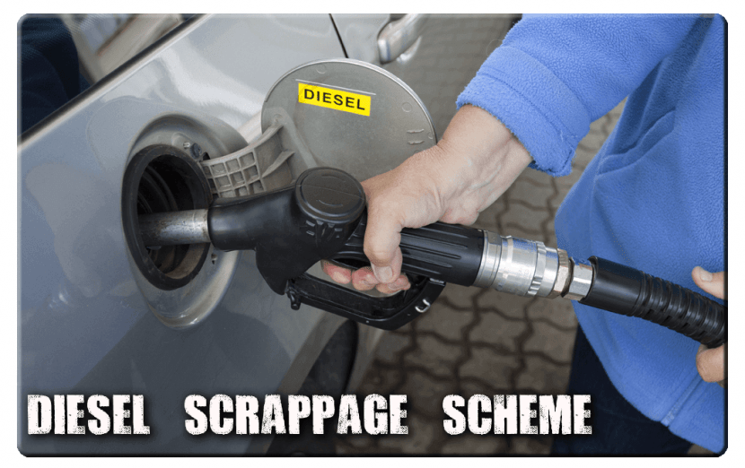 person fuelling car with diesel