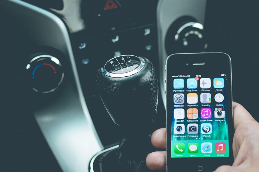 photo of phone within a car