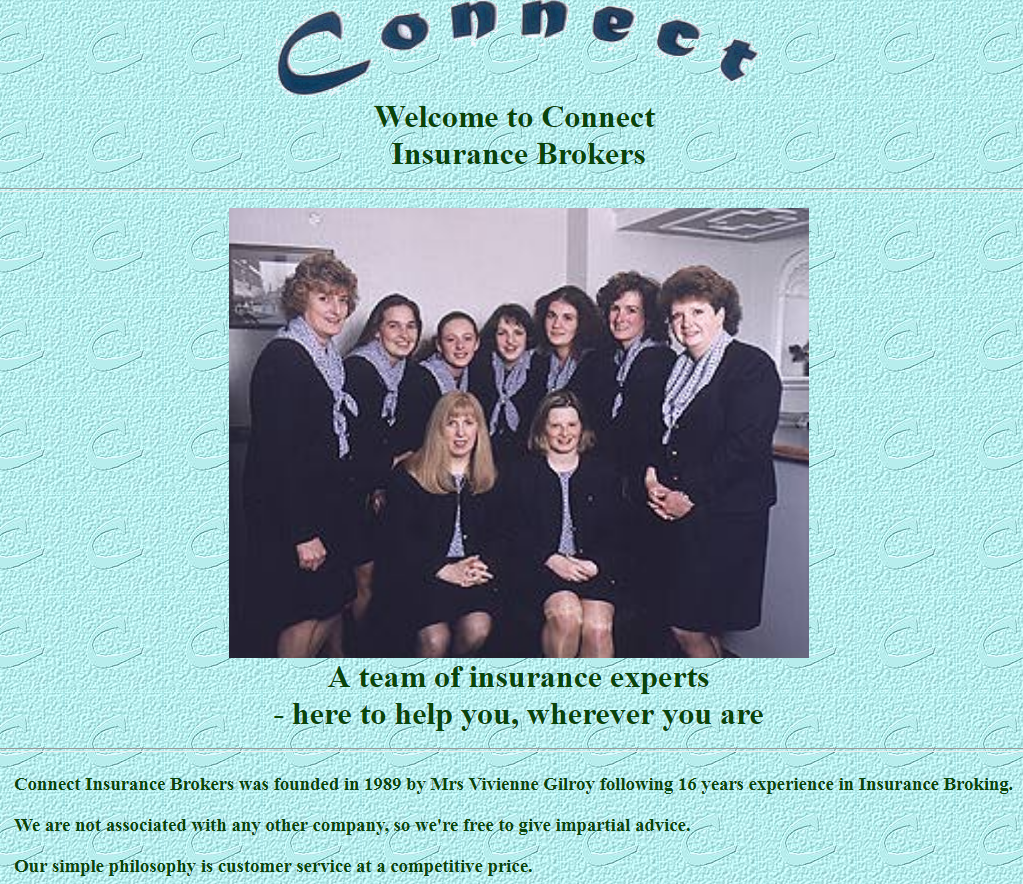A screenshot of Connect's old website.
